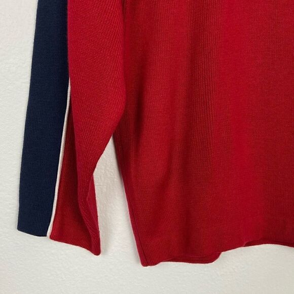 Calvin Klein Men’s Y2K Red White Blue Ribbed Knit Sweater Casual Cozy Large - Picture 7 of 12